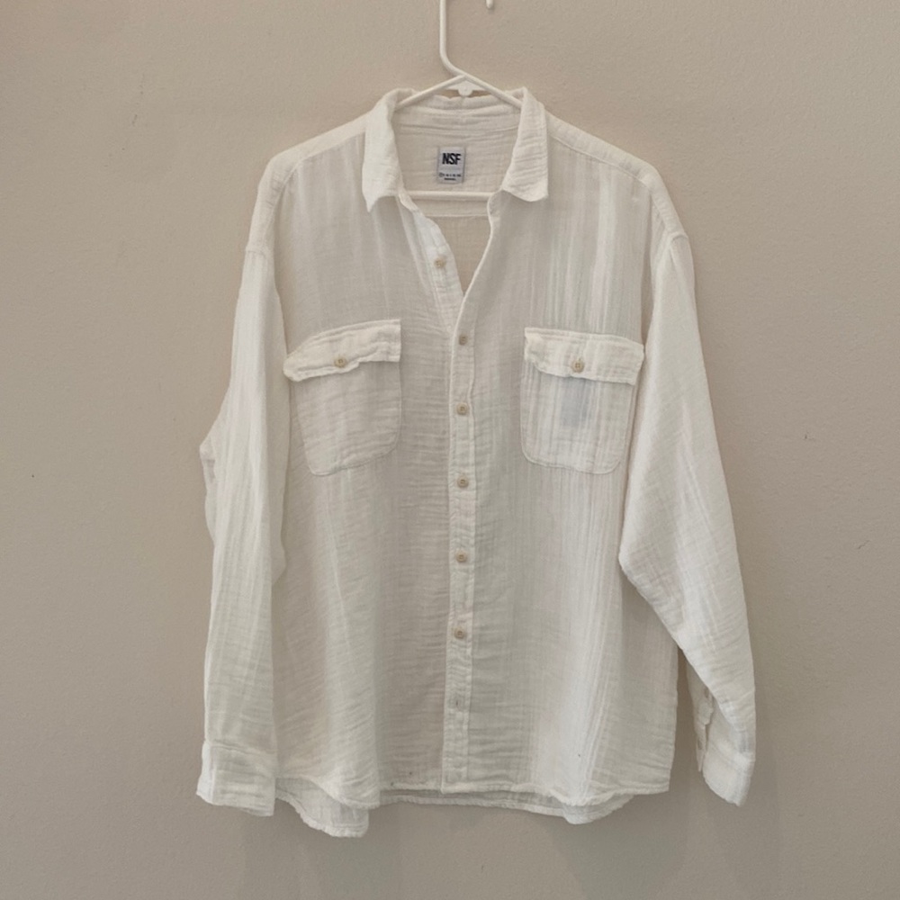 NSF new with tags. Cotton button down shirt. XS. Brand new gauze like fabric